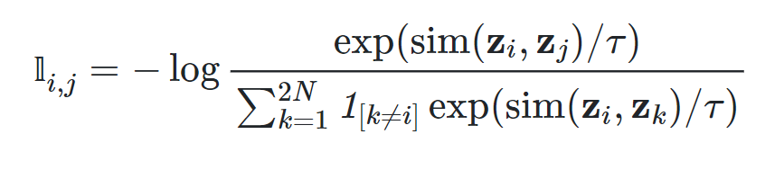 Formula for NT-Xent loss. Source: Papers with code CC-BY-SA