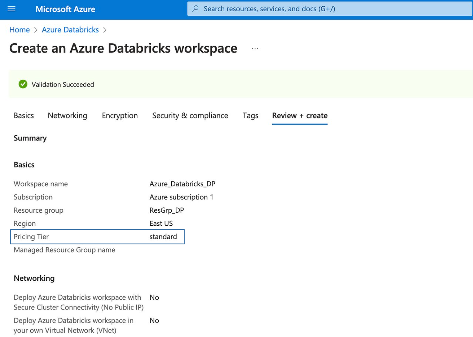 Azure Databricks workspace Image by author