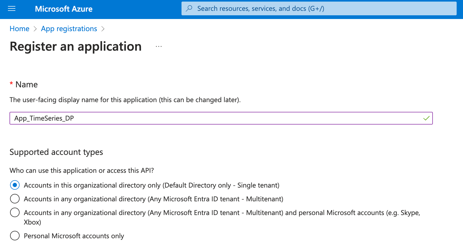 App registration - Setting Image by author